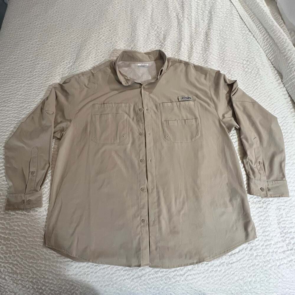 Columbia PFG Men's Tamiami II Long Sleeve Vented Fishing Shirt Fossil XXL